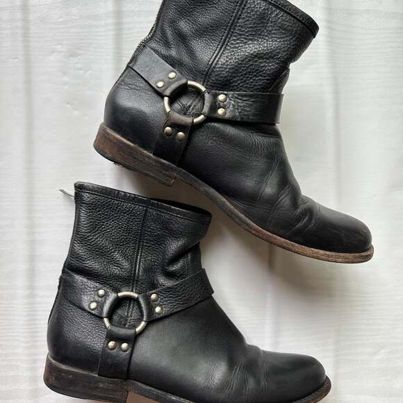 Frye Phillip Leather Moto Harness Boots size 9 - Picture 2 of 6